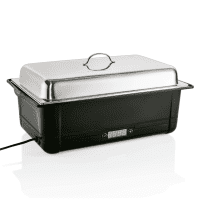 Elektro Chafing Dish GN 1/1, Edelstahl, Kunststoff-Wasserbad schwarz, digitale Temperaturkontrolle