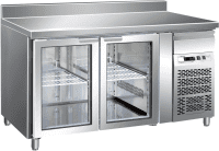 Kühltisch mit Glastür und Aufkantung, -2°C bis +8°C, 282 Liter