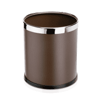 Papierkorb rund, Metall lackiert, braun, abnehmbarer Edelstahlring, Ø 210 mm, Höhe 225 mm