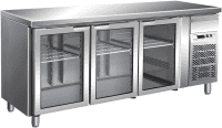 Kühltisch mit Glastür, -2°C bis +8°C, 417 Liter