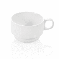 Porzellan Kaffee-Obertasse, weiß, stapelbar, ca. 0,18 Ltr.