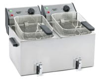 Gastro Elektro-Doppel-Fritteuse, 2 Becken, 16,0 Liter, Tischgerät