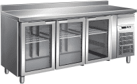 Kühltisch mit Glastür und Aufkantung, -2°C bis +8°C, 417 Liter
