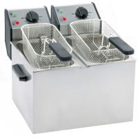 Gastro Elektro-Doppel-Fritteuse, 2 Becken, 10,0 Liter, Tischgerät