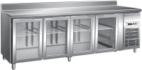 Kühltisch mit Glastür und Aufkantung, -2°C bis +8°C, 553 Liter