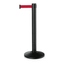 Abgrenzungsständer, schwarz, integr. Zuggurt, 450 cm, rot